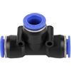 ViaGasaFamido Connettore Pneumatico Rapido a T 3 Vie per Tubo Aria, 12mm, Plastica, Blu e Nero, 10 Pezzi