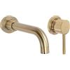 Rea - Lungo Long Gold Brush Rubinetto Lavabo Da Incasso + Scatola Miscelatore Bagno In Ottone Monocomando Rubinetto Lavamani Regolabile Caldo E Freddo (Oro Spazzolato) 20x20x11cm