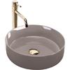 Rea - Lavabo Da Appoggio Sami Shiny In Ceramica,Beige, Rotondo 36X36X11,5cm