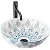 Rea - Lavabo Da Appoggio Mandala Lavandino Bagno 400 X 400 X 140 mm In Ceramica (Motivo)
