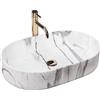 Rea - Lavabo Da Appoggio Nadia 60 Sand Lavandino Bagno 600 X 380 X 130 mm Ceramica (Bianco)