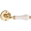 Brass & Metal B&M - Set di maniglie in ottone su rosetta con manico in porcellana avorio, 50 mm