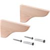 Gedotec Set di 2 staffe murali in legno massello naturale - 165 x 95 mm - MEX - Carico massimo per coppia: 60 kg - Supporti per mensole adatti per mensole porta libri