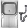 DomoDomo Lavello cucina da incasso 76x43,5 cm acciaio inox satinato - lavello 1 vasca con gocciolatoio compatto - sifone incluso