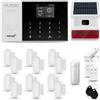 HUXGO® HXA005 Allarme casa senza fili WiFi + GSM 4G con wireless Sirena solare | Kit allarme con 1x rilevatore di movimento, 12x sensori per porte e finestre, telecomando | Compatibile con TUYA