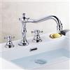 ZYCDP Rubinetto Bagno Vintage, Rubinetteria a 2 Maniglie Rubinetti Caldi e Freddi, Rubinetto Bagno Lavabo Ottone, Doppia Manopola a Croce, Rubinetto Bagno Lavabo 3 Fori, cromo