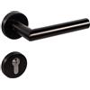 Gedotec Set di maniglie a leva nero opaco [PZ - cilindro] 1x ferramenta per porte con rosetta rotonda I Maniglie per porte interne L-FORM I Maniglia per porte con spessore 35-47 mm