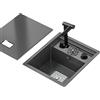 Btsunotr Lavello Nero a Vasca Singola per Cucina Bar Salvaspazio Invisibile Lavello RV a Vasca Singola con Coperchio Piccolo Lavello a Sifone Integrato in Acciaio Inossidabile Rubinetto Multifunzione (3, 45