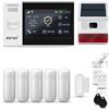 HUXGO® HXA007 Sistema di allarme casa senza fili con Radio Sirena solare WiFi + GSM 4G | Impianto allarme casa kit con 1x sensori di allarme per finestre/portes, 5x rilevatori di movimento