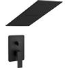 Inbagno Set doccia incasso nero opaco, miscelatore Kubo con deviatore e soffione a muro con cascata 25x52 in acciaio inox con kit di fissaggio incluso