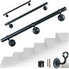 Parpyon® Corrimano a muro Scala Tubo passamano Prodotto 100% Italiano Fissaggio a parete con supporto Kit montaggio FACILE fai da te scale e balaustra (Grigio Grafite, 80cm)