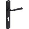 Gedotec Set di maniglie per porte in ferro maniglia per porta nera antica su piastra lunga - Romana | maniglia a leva per porta d'ingresso e porte interne | PZ 72 mm - cilindro