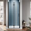 SIRHONA Porta doccia nera scorrevole 90 x 195 cm Porta doccia girevole in vetro trasparente 6 mm Securit