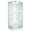 ONDÉE - Cabina doccia idromassaggio AMELIA - 1/4 di cerchio - Ugelli rotondi su colonna idromassaggio - Profili in alluminio grigio - Kit di montaggio incluso - Bianco - 90x90x224 cm