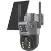 AUBEST Telecamera di Sicurezza, Telecamera PTZ solare 4K 8MP Dual Band PTZ wireless esterna Protezione di sicurezza Rilevazione PIR CCTV Audio bidirezionale(WIF Solar 64G Card)