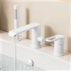 XJTNLB Miscelatore Doccia Bianco Rubinetteria Bordo Vasca 3 Fori Bocca Girevole a 360 ° Miscelatore Monocomando per Vasca da Bagno