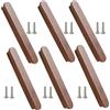 SANCHAKOU Maniglie Per Mobili 6 Pezzi Anta Sagomata Maniglia In Legno Massello Cassettiera Per Mobili Maniglia In Legno Noce Nero 160Mm