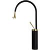 QUINTO Lavabo Rubinetto Rubinetto Per Lavabo Girevole Rialzato Lavabo Da Appoggio Per Bagno Interamente In Rame Nero Caldo E Freddo Altezza Nero + Oro
