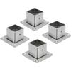 Wealrit 4 basi quadrate per pali in acciaio inox, con flangia, resistenti staffe per pali per recinzioni e ringhiere (2,5 x 2,5 cm)