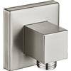 Cinwiny Gomito di alimentazione quadrato montato a parete in ottone massiccio nichel spazzolato per soffione doccia portatile con connettore per tubo doccia G1/2 NPT1/2 Uscita con flangia