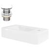 ML DESIGN modern living ML-Design Lavabo da Appoggio in Ceramica 46 x 26 x 11 cm Bianco incl. Set di Scarico per Lavandino con Troppopieno Lavello per Bagno Piletta Drenaggio Acciaio Inox Montaggio del Rubinetto a Destra