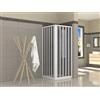 Linea Doccia - Box Doccia a Soffietto in PVC | 2 Lati con Apertura Angolare| Design Salvaspazio per Ambienti Compatti | Reversibile e Facile da Pulire | Misura 70x70x185 cm, Telaio Bianco