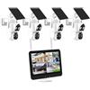 AKAVIG 4CH Energia Solare 4MP Doppia Lente Sistema di Telecamera di Sicurezza con 12 Pollici Monitor LCD NVR, Kit di Telecamere di Sorveglianza Solare Wifi Wireless con Audio Bidirezionale