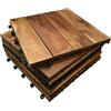 CLICK-DECK Piastrelle per pavimenti in legno di acacia a 4 doghe extra spesse, patio, giardino, balcone, vasca idromassaggio. Piastrelle quadrate da 30 cm, (18 piastrelle per pavimenti in legno duro)