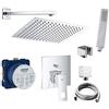 Vanvilla Grohe Eurocube - Sistema doccia a incasso con miscelatore monocomando e funzionalità doccia a pioggia, rubinetto, soffione e set G15 lucido