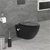 LuxeBath WC Sospeso Senza Bordo in Ceramica Nero Lungo 54 cm con Funzione Bidet Sedile Soft-Close in Duroplast Chiusura Ammortizzata Sciacquone Tornado Vaso Toilette Moderno con Materiale Montaggio