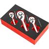 MIRSTORE Serie 3 Mini Cricchetti Nano Reversibili con Attacco Bussole da 1/4 - 3/8 e 1/2 Cricchetto in Acciaio CR-V con Ingranaggio a 72 Denti e Sgancio Rapido della Bussola