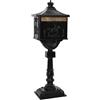 vidaXL Cassetta Postale Verticale con porta Nero 42,5 x 29,5 x 117 cm, Giardino e Terrazza, Cassetta Postale Vintage, Alluminio Impermeabile, Decorazione Esterna, Sicura per la Posta