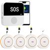Nuziku Pulsante Emergenza Anziani, 2.4GHz Wifi Wireless Salva Vita Anziani con 4 SOS Anziani e 1 Ricevitore, Pulsante Salvavita Anziani Ricaricabile Built-in 12 Allarme Suono per Anziani Gravida