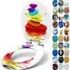Sanfino® Premio Sedile WC ammortizzato - Copriwater Universale di alta qualità in legno, tanti motivi colorati, seduta comoda, facile da montare con istruzioni di montaggio incluse - Rainbow Stone