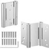 Ranbo (2 pz) Cerniera Doppia Azione 76mm,Acciaio inox massiccio ispessito (Max 30kg), Regolabile e Autochiudente,argento,per Porte a Battente,Saloon,Bar,Ristoranti,Cucine,Banconi,Uso Interno/Esterno