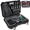 CCLIFE 218 Pezzi Set di Chiavi a Bussola Cr-V con Cricchetto 72 Denti, Bussole und Ed Inserti, Maniglia Girevole, Barra di Prolunga, Kit di Attrezzi Meccanici per Auto