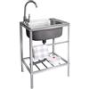 SFJATTA Lavello da cucina professionale in acciaio inossidabile Lavello da campeggio in acciaio inossidabile per uso interno ed esterno, garage, barbecue da giardino, ecc(50 * 37 * 75cm)