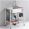 Locuetyn Lavandino in acciaio inossidabile per lavanderia, autoportante, lavello singolo in acciaio inox 304, per garage, ristorante, cucina interna ed esterna, bacino di lavaggio 71 x 50 x 85 cm