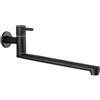 HomeLava Rubinetto da cucina per montaggio a parete, solo acqua fredda, rubinetto da parete con canna girevole 360, lungo 35 cm, in acciaio inossidabile, nero