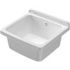 Inbagno Pilozzo Lavatoio Sospeso 40x40 Cm Con Vasca In Resina Bianca Resistente Agli Acidi E Alle Intemperie, Completo Di Kit Di Scarico E Fissaggi