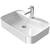 EMKE Lavabo da Appoggio e Sospeso 60 x 40 x 11 cm, Lavandino Rettangolare in Ceramica Bianco Lucido con Angoli Arrotondati, Lavello Moderno Salvaspazio per Bagno e WC - Senza Rubinetto e Piletta