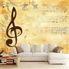 WHUOEUCO Carta da parati Fotografica Fiori Con Note Musicali Retrò 350x256 cm Fotomurali Tessuto Non Tessuto, Decorazione Murale Carta da parati per Soggiorno Camera Da Letto Ufficio
