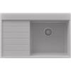 PRIMAGRAN Lavello da Cucina Tutto Grigio 78x50cm, Lavandino in Granito a 1 vasca + Sifone Classico, Lavabo da Cucina Incasso al Mobile 50cm - Sydney Ergo S296
