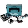 Makita DGA 511 RT1J - Smerigliatrice angolare a batteria 18 V, 125 mm, senza spazzole + 1 batteria da 5,0 Ah + caricatore + Makpac