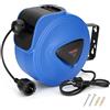Fiqops Avvolgicavo automatico, 20 m + 1,5 m, montaggio a parete, girevole a 180°, avvolgicavo automatico per officina e stoccaggio, con funzione stop, avvolgicavo (spina singola)