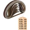S&S-Shop Set di 96 nastri abrasivi, 13 x 451 mm, 16 x grana 40/60/80/120/180/240, per lima potente, lima a nastro, lima elettrica e levigatrice, carta vetrata