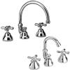 Brudetti Arredo Bagno Paini Liberty Set Rubinetti Lavabo + Bidet 3 Fori con Bocca Alta Orientabile Cromato - Scarico Automatico 11/4 + Piletta e Flessibili
