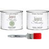 bianco Shabby CHALK PAINT Verde Salvia & FINITURA + PENNELLO - Pittura Shabby Chic EXTRA OPACA (500 ml) + Finitura Trasparente Opaco (500 ml) + 1 Pennello Pro 40 mm