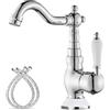 EGTink Rubinetto per lavabo Retrò Miscelatore per lavabo in ottone antico girevole a 360°, rubinetto per bagno in ceramica, monocomando bagno vintage con caldo e freddo regolabile, cromato