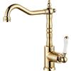 EGTink Rubinetto da Cucina Antico, Miscelatore Rubinetto da Cucina in Ottone, Rubinetteria per Lavabo del Bagno, Rotativo a 360°, Miscelatore Caldo e Freddo (Oro)